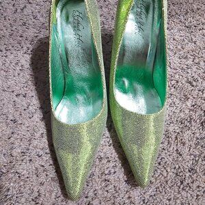Sparkly green high heels
